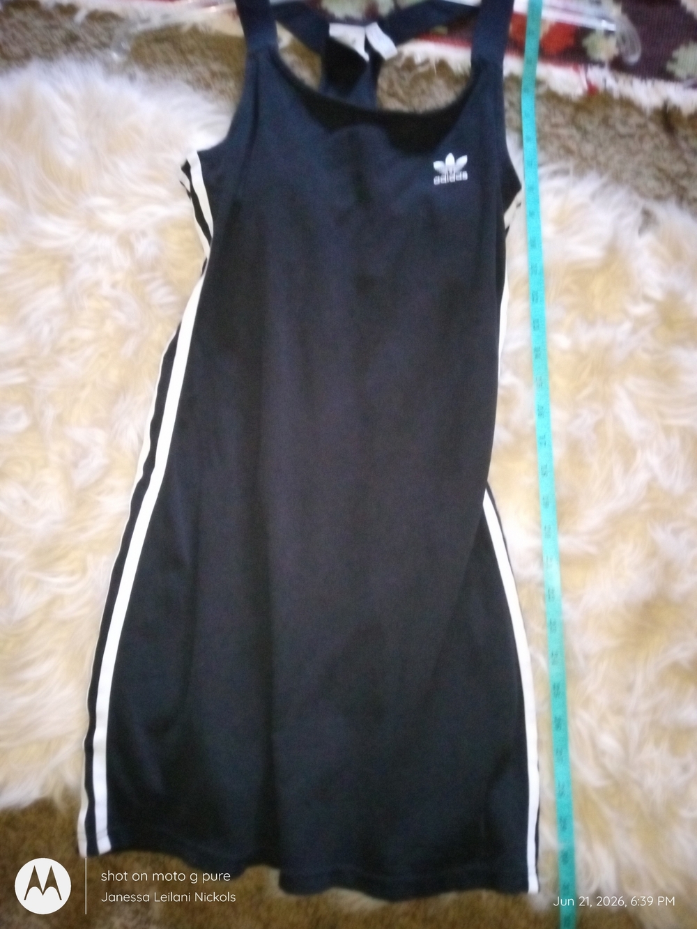 adidas Black Mini Dress with White Side Stripes and Racerback
